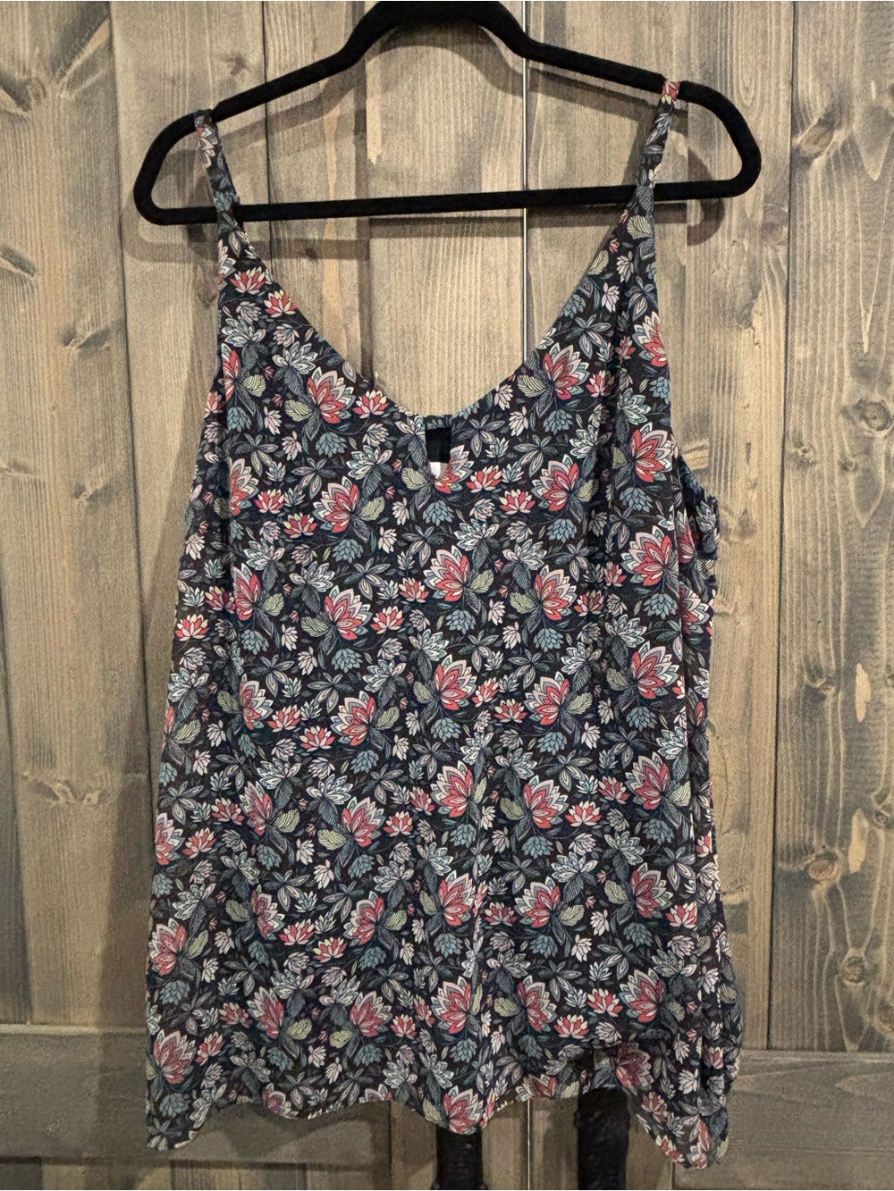CAbi Navy Floral V-Neck Camisole with Pink & Light Blue Blooms - Picture 1 of 4
